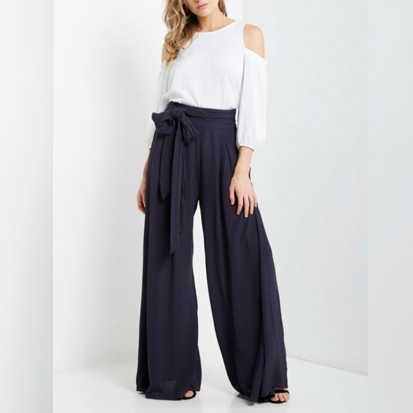 The Shepherd's Knot Pants - New Navy Blue Tie Wide Leg Palazzo Pant S M L XL